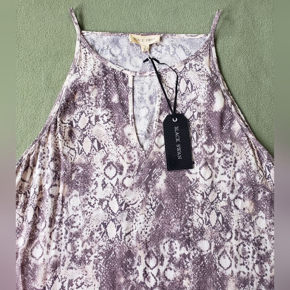 NWT Black Swan Pink & Purple/Gray Flowy Midi Dress